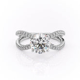 1.35 CT Round Cut Solitaire Unique Pave Setting Moissanite Engagement Ring 10